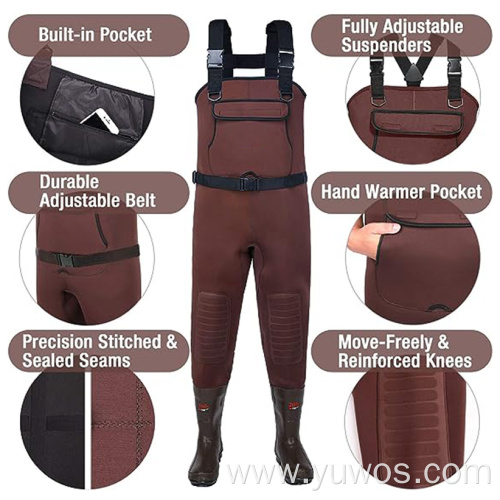 Neoprene Fishing Chest Waders for Men with Boots